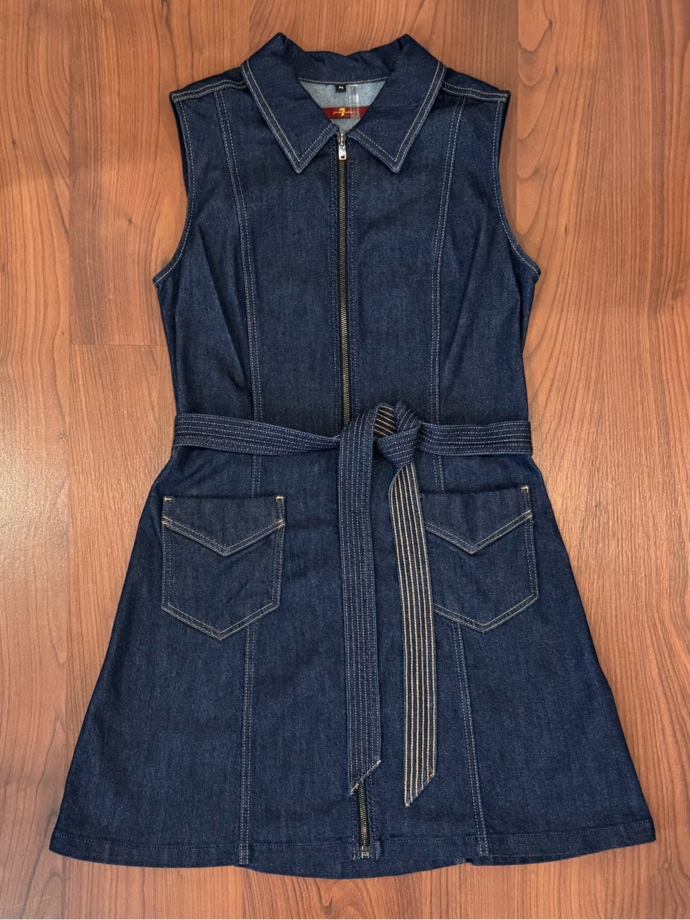 7 For All Mankind Dark Indigo Zip-Front Denim Dress size Medium